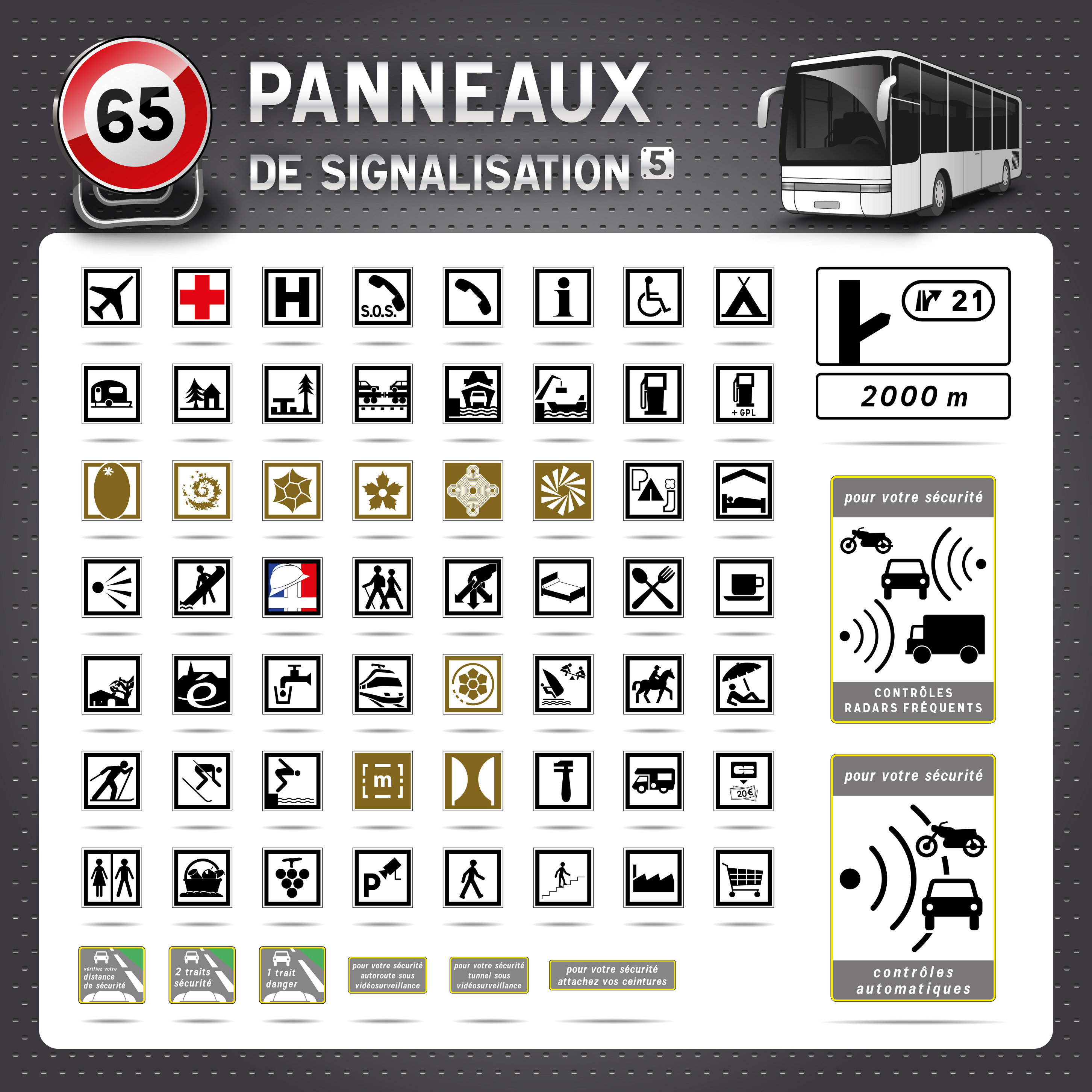 Un tableau représentant un grand nombre de signalisations routières